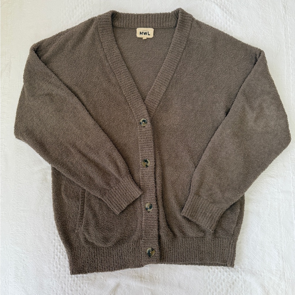Madewell MWL brown Medium M Bouclé Cardigan Sweater